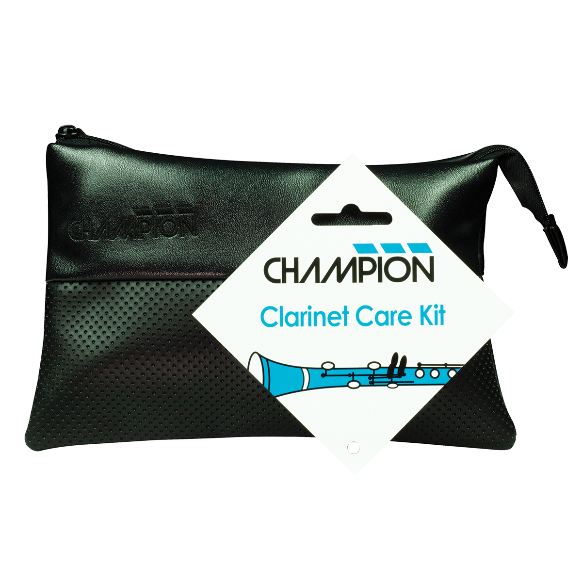 Champion Clarinet Care Kit with Cork Grease, Key Oil, Bore Oil, Pull-Through, Brush Set, Polishing Cloth, Mouthpiece Patches, and Pouch — view 2