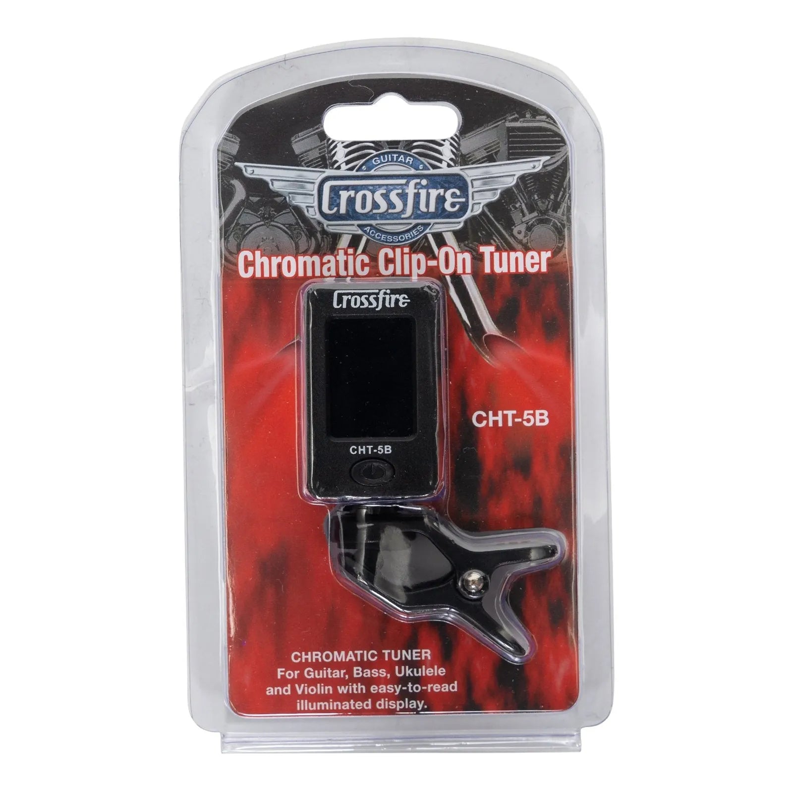 Crossfire CHT-5B Chromatic Clip-On Tuner for Guitar, Bass, Ukulele, Violin with LED Display — view 2
