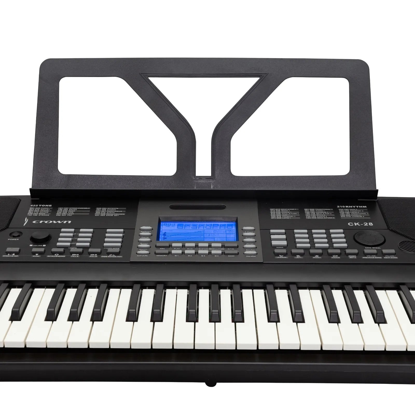 Crown CK-28 61-Key Touch Sensitive Portable Keyboard with USB and LCD Display — view 2