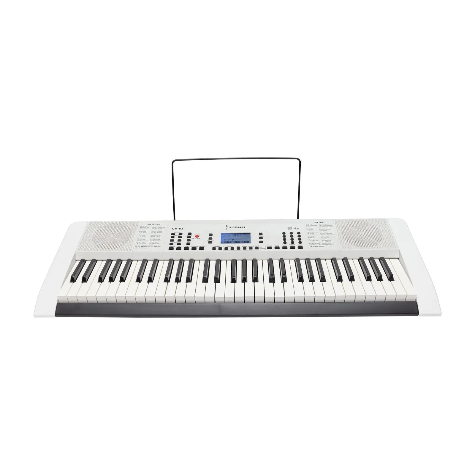 Crown CK-63 61-Key Multi-Function Electronic Portable Keyboard with USB - White