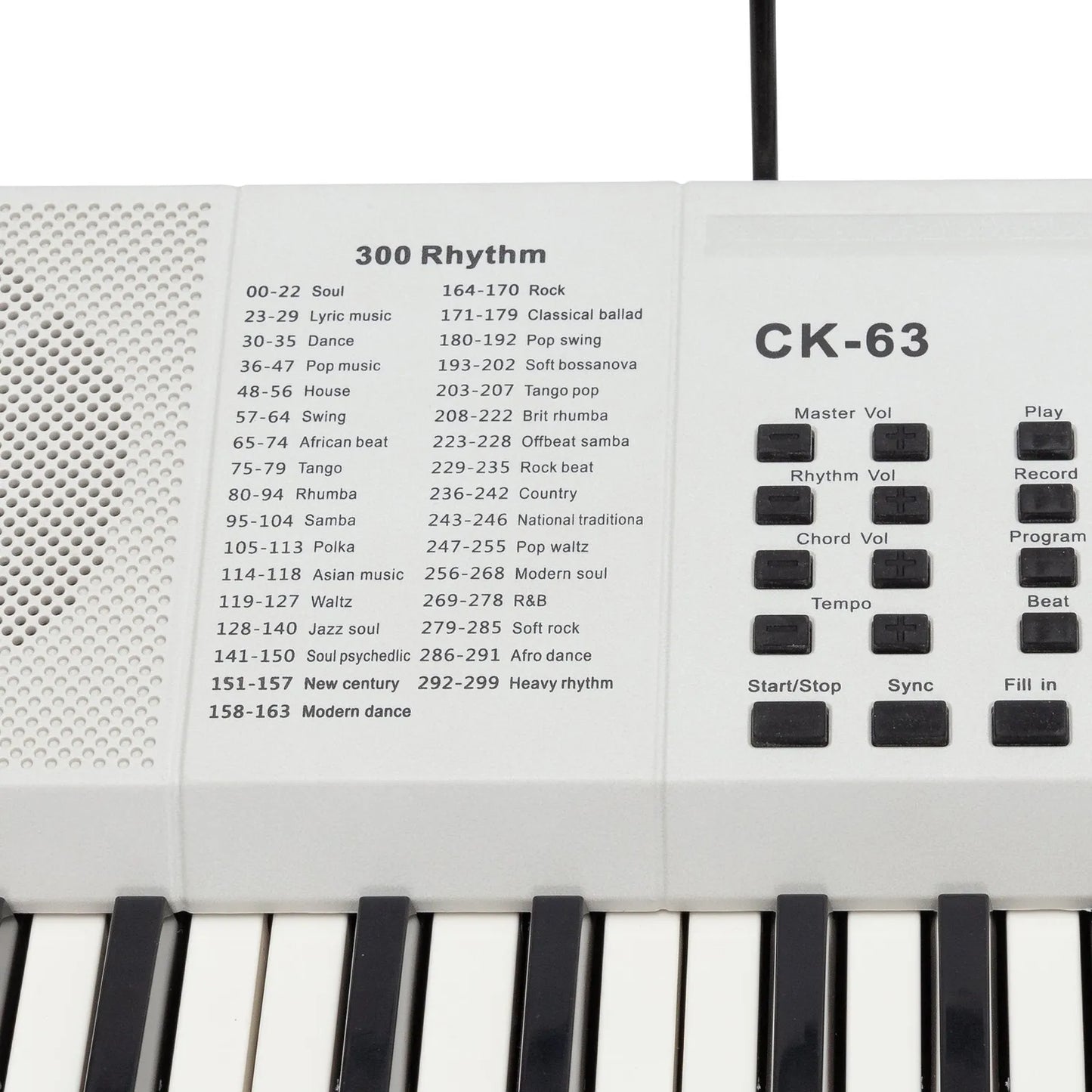 Crown CK-63 61-Key Multi-Function Electronic Portable Keyboard with USB - White — view 3