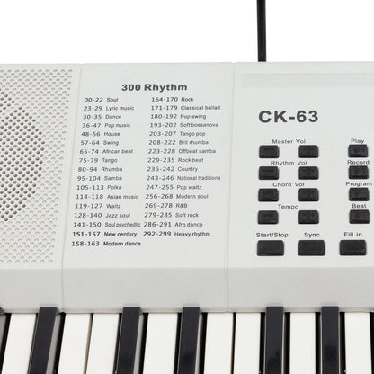 Crown CK-63 61-Key Multi-Function Electronic Portable Keyboard with USB - White — view 3