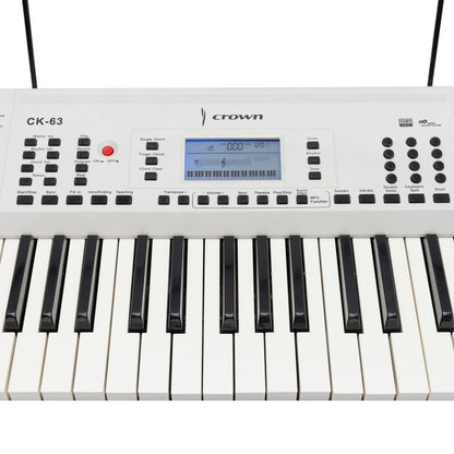 Crown CK-63 61-Key Multi-Function Electronic Portable Keyboard with USB - White — view 2