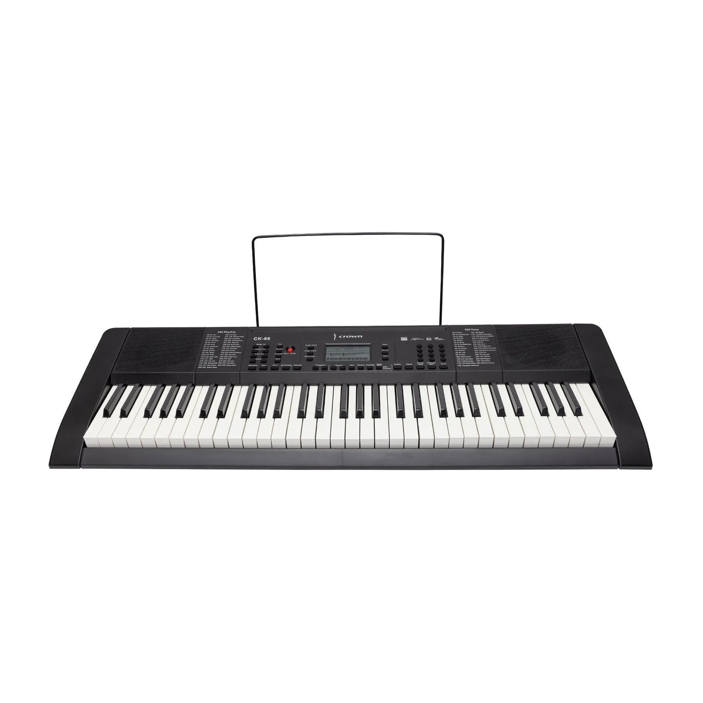Crown CK-68 61-Key Touch Sensitive Portable Keyboard with MIDI, LCD Display, 300 Voices, 300 Rhythms, Teaching Functions, USB Compatibility