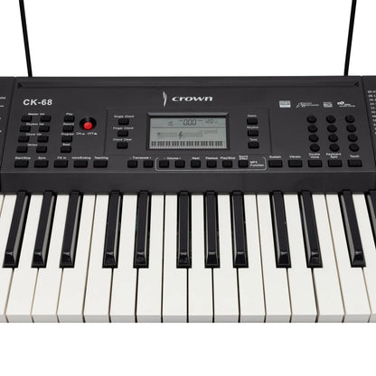 Crown CK-68 61-Key Touch Sensitive Portable Keyboard with MIDI, LCD Display, 300 Voices, 300 Rhythms, Teaching Functions, USB Compatibility — view 2