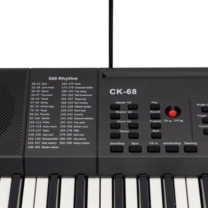 Crown CK-68 61-Key Touch Sensitive Portable Keyboard with MIDI, LCD Display, 300 Voices, 300 Rhythms, Teaching Functions, USB Compatibility — view 3