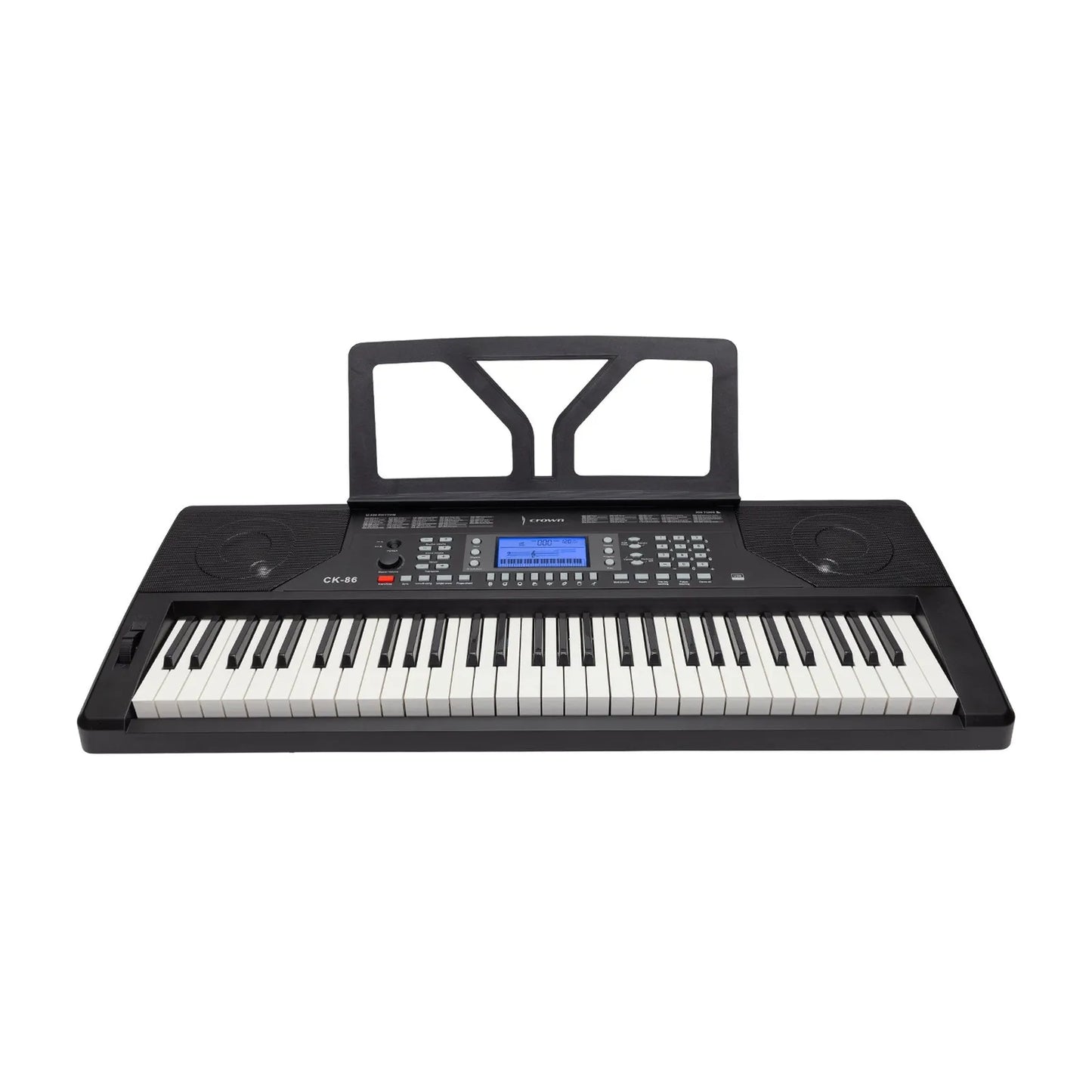 Crown CK-86 Touch Sensitive 61-Key Portable Keyboard with USB, LCD Display, 300 Voices, 300 Rhythms, Teaching Functions, Power Adapter Included
