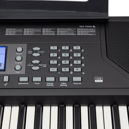 Crown CK-86 Touch Sensitive 61-Key Portable Keyboard with USB, LCD Display, 300 Voices, 300 Rhythms, Teaching Functions, Power Adapter Included — view 4