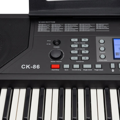 Crown CK-86 Touch Sensitive 61-Key Portable Keyboard with USB, LCD Display, 300 Voices, 300 Rhythms, Teaching Functions, Power Adapter Included — view 3