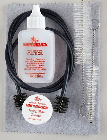 Superslick Trumpet and Cornet Care Kit with Valve Oil, Grease, Brushes, and Cleaning Cloth — view 2