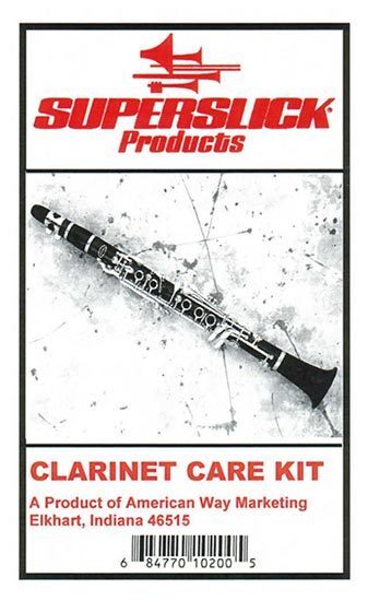 Superslick Clarinet Care Kit with Swab, Cork Grease, Reedguard, Thumb Cushion, Mouthpiece Brush, and Duster Brush