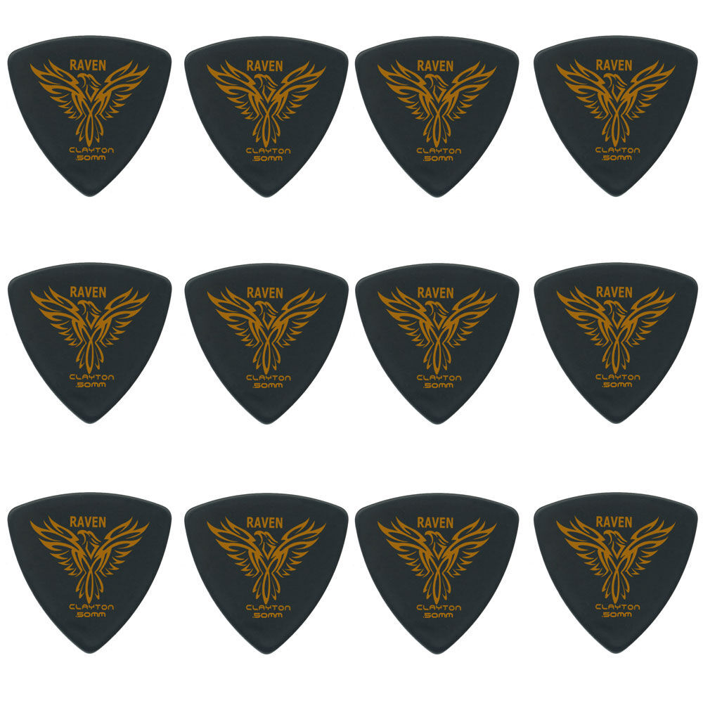 Clayton Black Raven Triangle Guitar Picks 0.50mm - 12 Pack — view 2