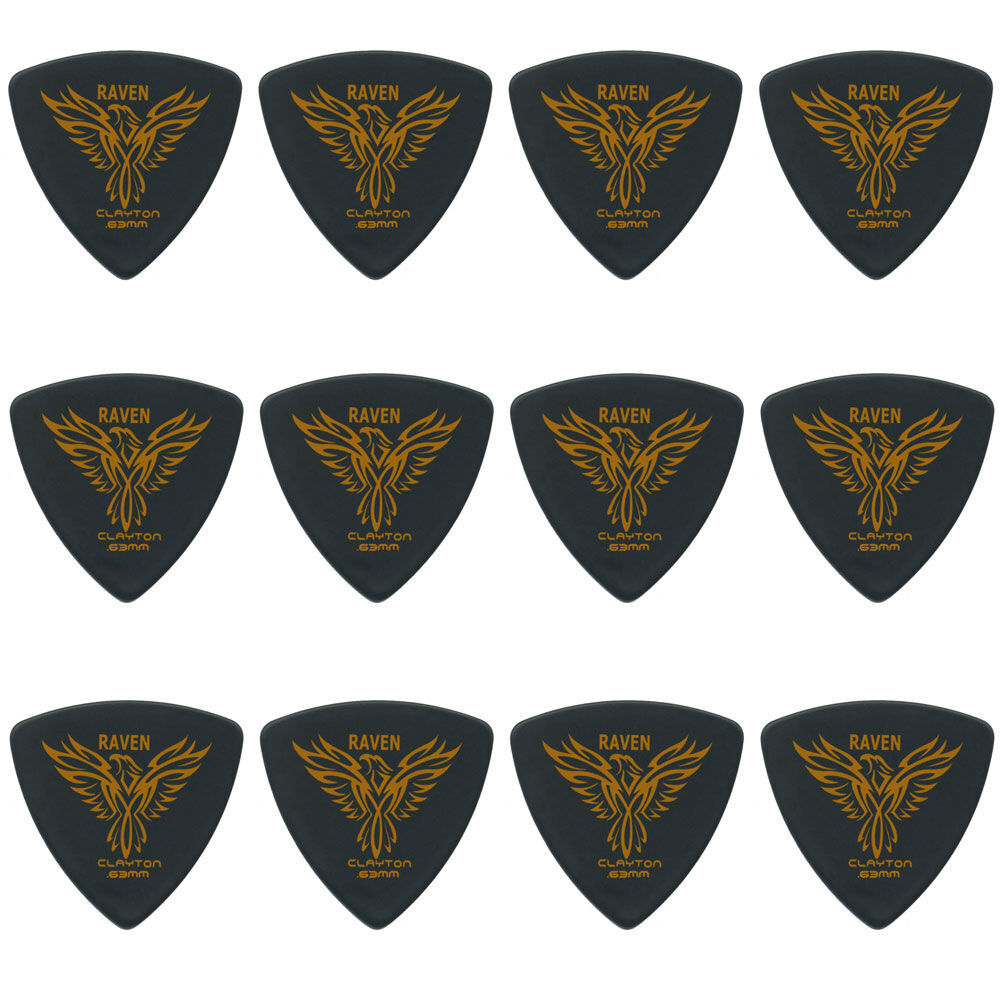 Clayton Black Raven Triangle Guitar Picks 0.63mm - 12 Pack — view 2
