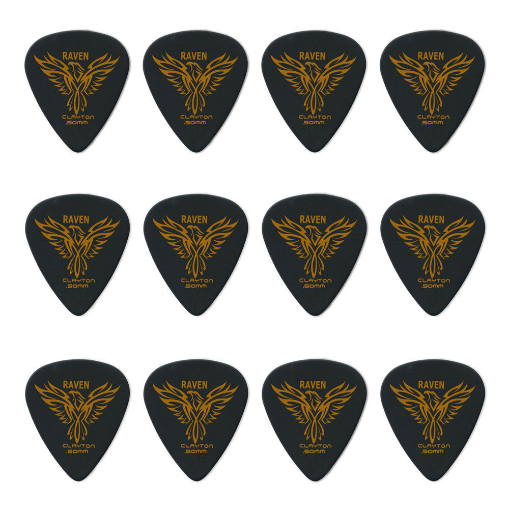 Clayton Black Raven Guitar Picks 0.50mm Standard Shape - 12 Pack — view 2