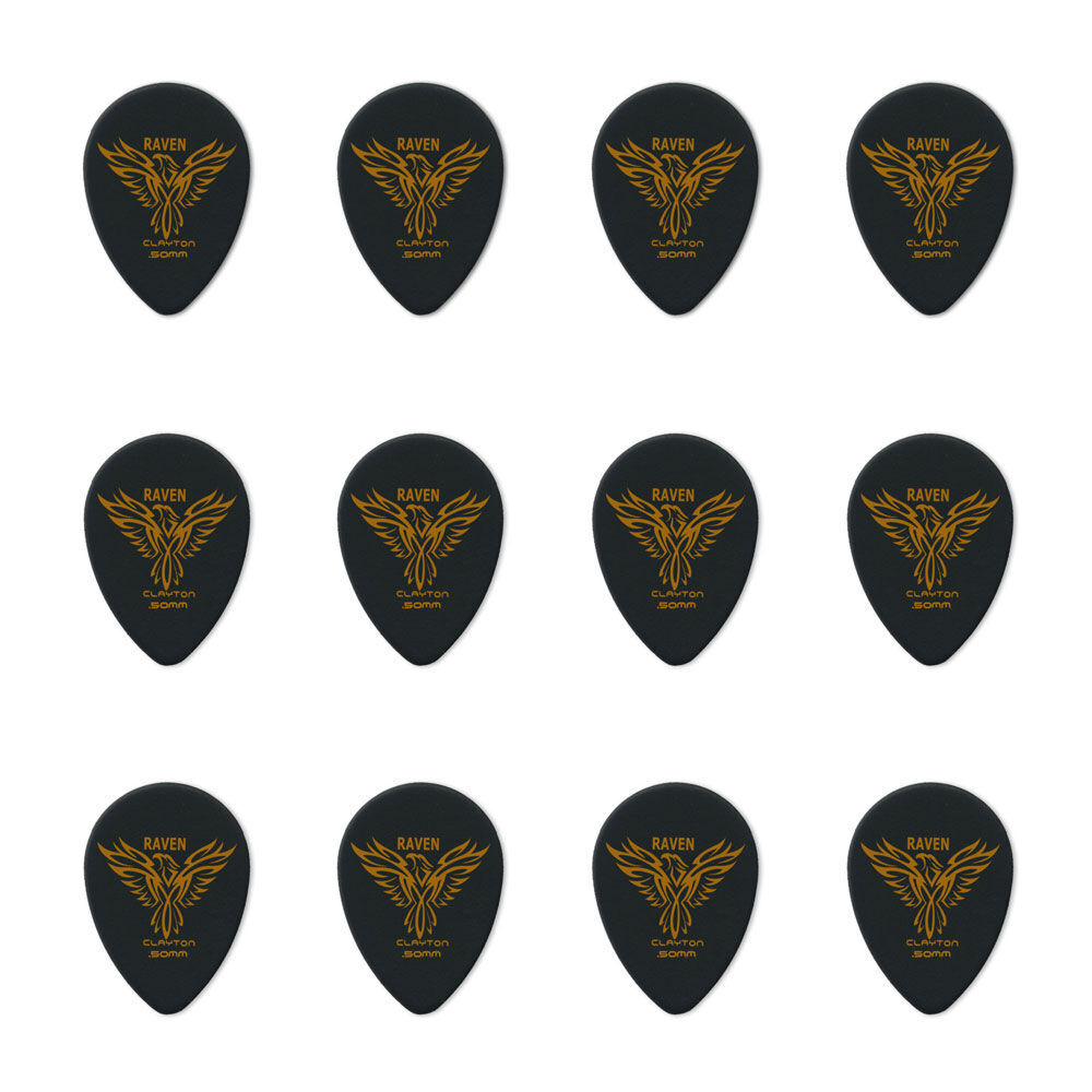 Clayton Black Raven Small Teardrop Guitar Picks (0.50mm) - 12 Pack — view 2