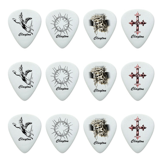 Clayton Christian Guitar Picks 1.00mm - 12 Pack, Standard Shape, Acetal Material, Four Designs