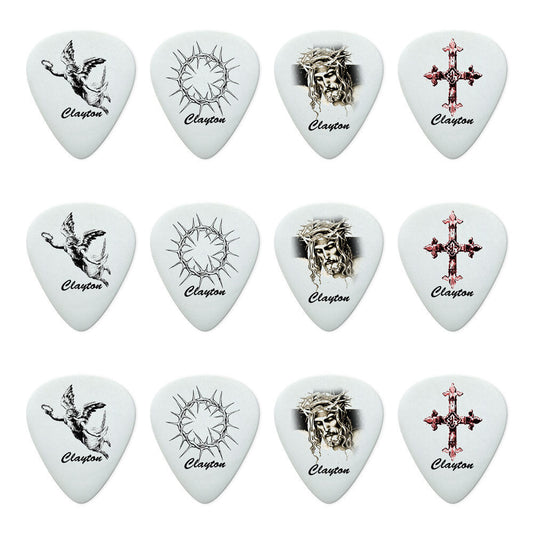 Clayton Christian Standard Guitar Picks (0.63mm) - 12 Pack with Inspirational Designs