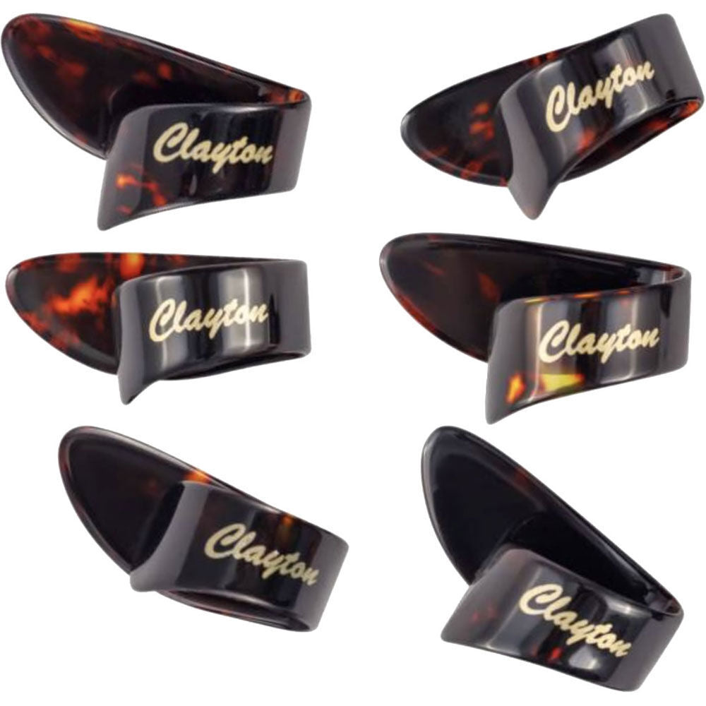 Clayton Celluloid Tortoiseshell Medium Thumb Picks - 6 Pack