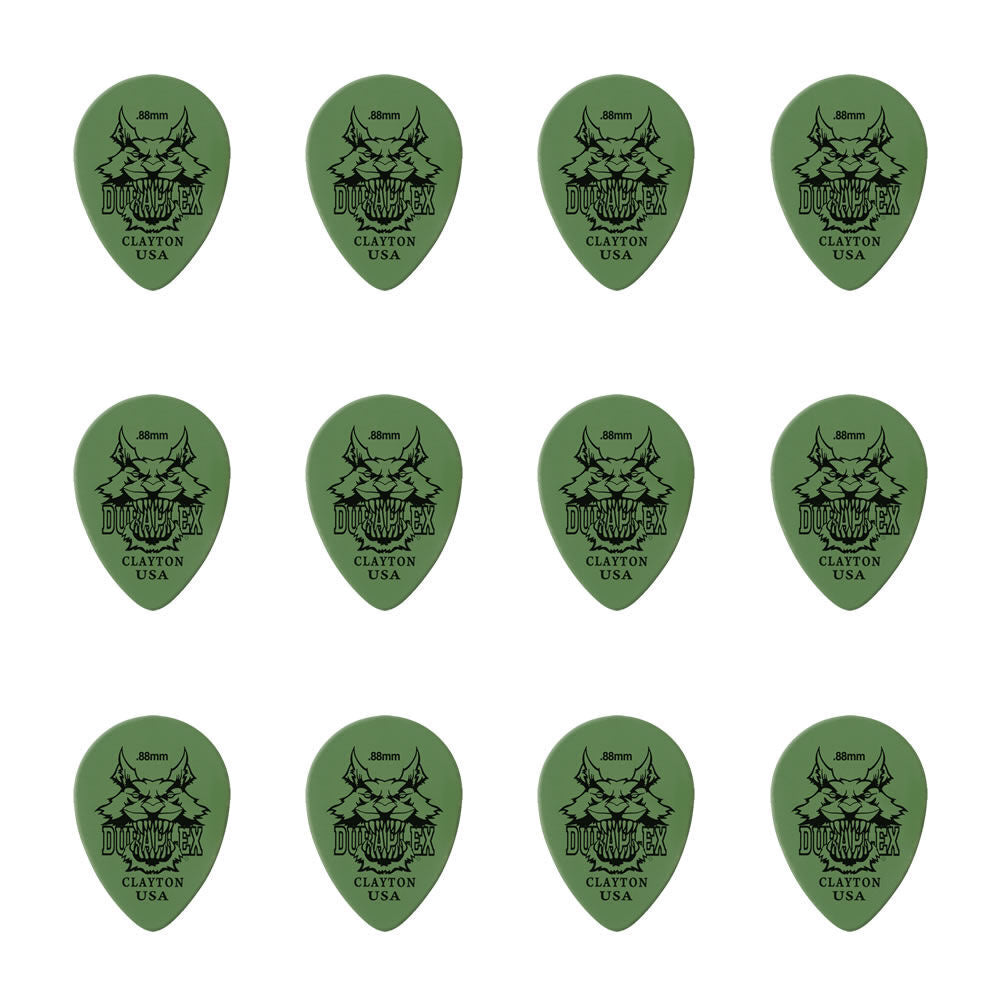 Clayton Duraplex Small Teardrop Guitar Picks 0.88mm - 12 Pack — view 2