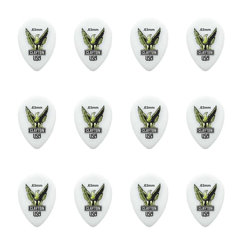 Clayton Acetal Eagle Small Teardrop Guitar Picks 0.63mm - 12 Pack — view 2