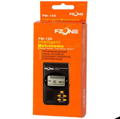 FZONE Digital Metronome with Earpiece & Speaker - 30-260 BPM, 3 x AAA Batteries Included — view 2