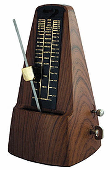 Cherry Metronome with Metal Mechanism and Bell in Dark Walnut Plastic Casing — view 2