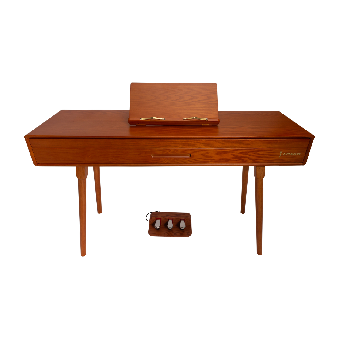 Crown CMDP-909-WDG Upright 88-Key Weighted Digital Piano with Convertible Desk Design - Solid Walnut Finish — view 2