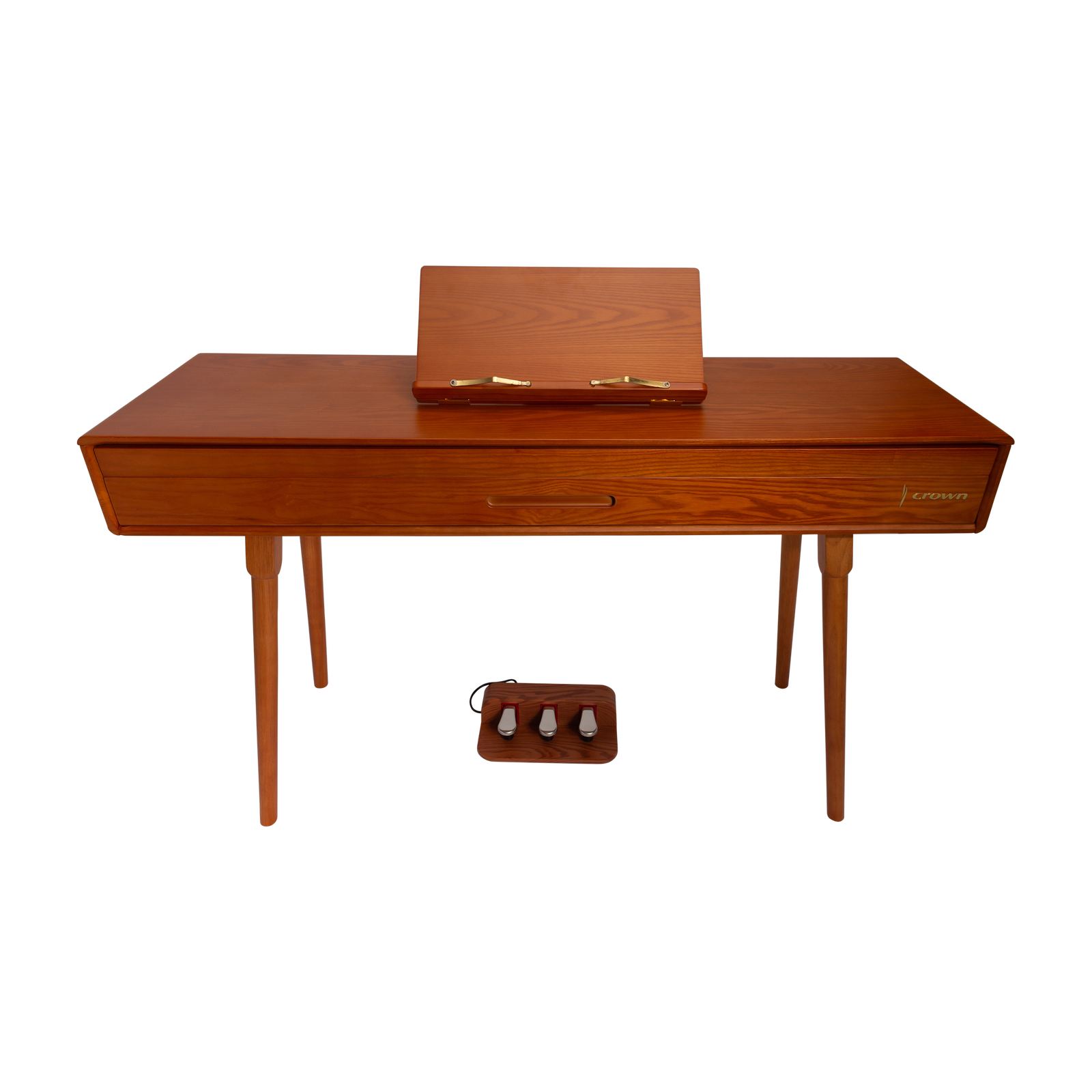 Crown CMDP-909-WDG Upright 88-Key Weighted Digital Piano with Convertible Desk Design - Solid Walnut Finish — view 2