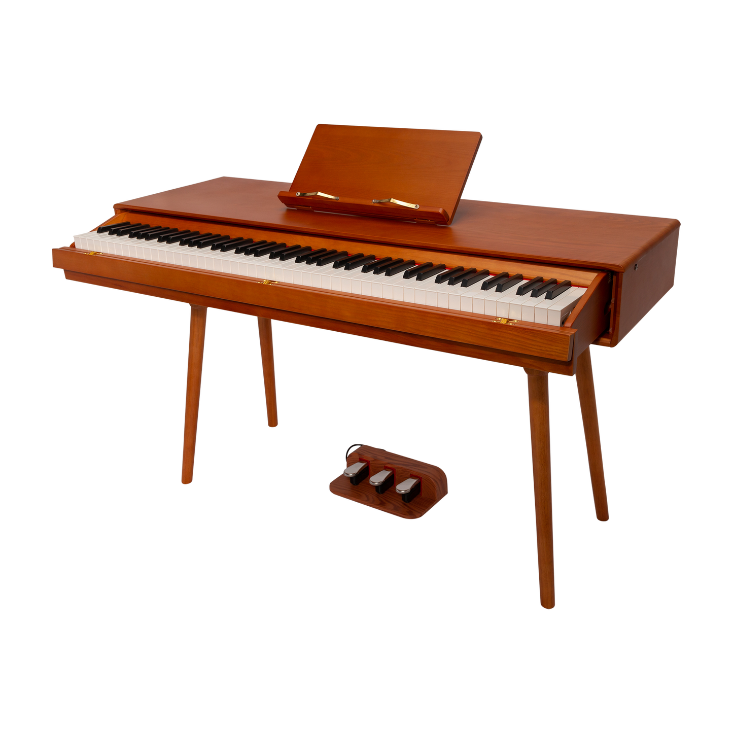 Crown CMDP-909-WDG Upright 88-Key Weighted Digital Piano with Convertible Desk Design - Solid Walnut Finish