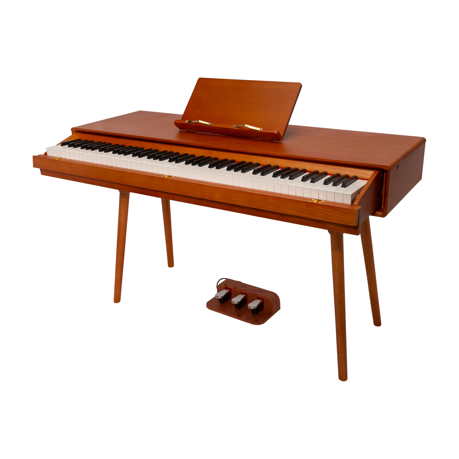 Crown CMDP-909-WDG Upright 88-Key Weighted Digital Piano with Convertible Desk Design - Solid Walnut Finish