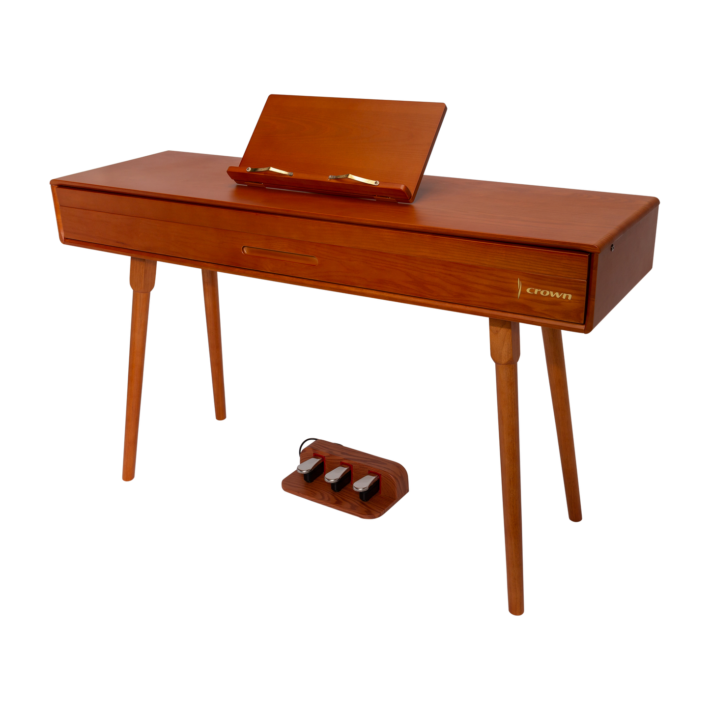 Crown CMDP-909-WDG Upright 88-Key Weighted Digital Piano with Convertible Desk Design - Solid Walnut Finish — view 4