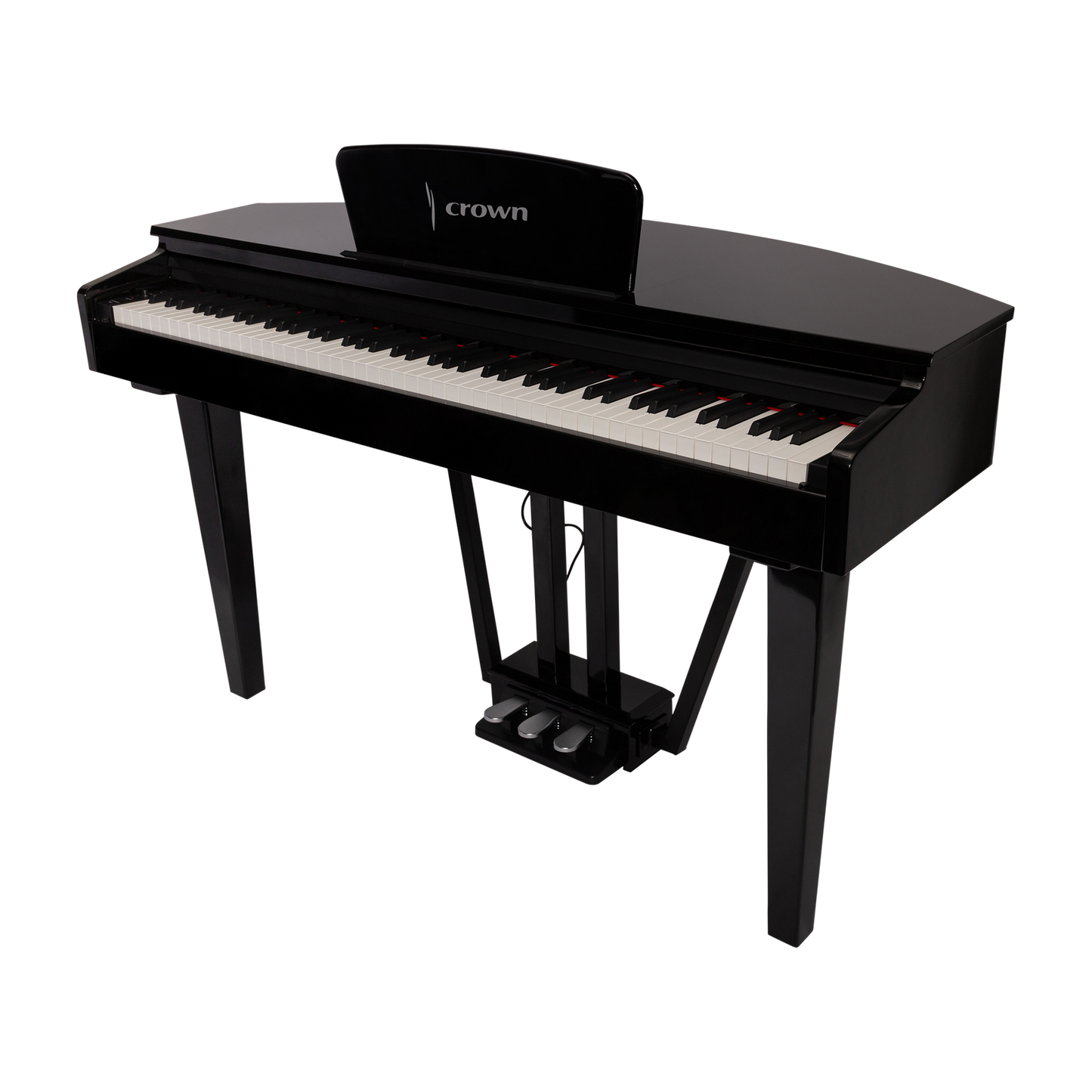 Crown CMG-1 Digital Grand Piano - Gloss Black, 88-Key, French Dream Sound Engine, USB/MIDI Connectivity, Elegant Curved Cabinet