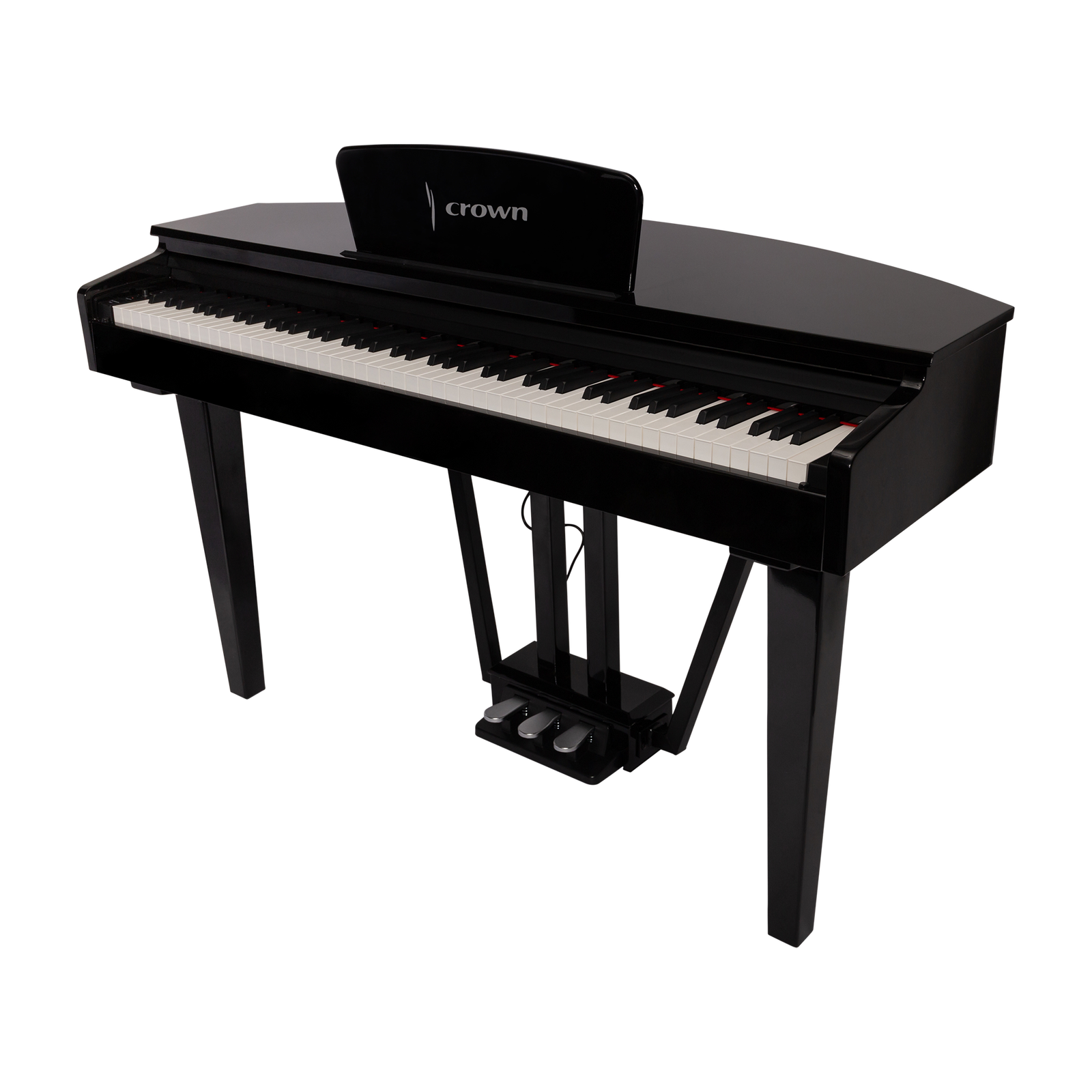 Crown CMG-1 Digital Grand Piano - Gloss Black, 88-Key, French Dream Sound Engine, USB/MIDI Connectivity, Elegant Curved Cabinet