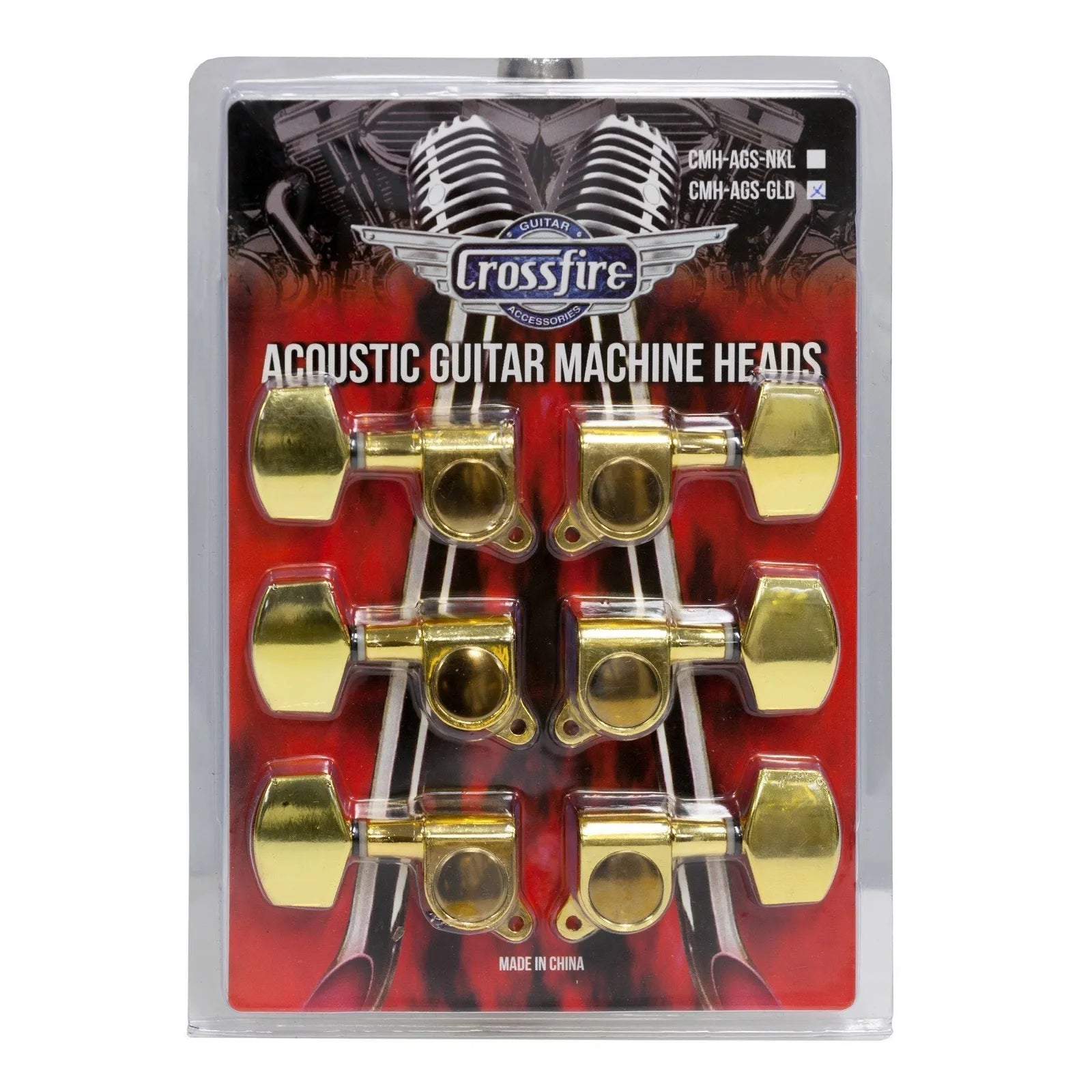 Crossfire CMH-AGS-GLD Gold Acoustic Guitar Machine Head Set with Buttons