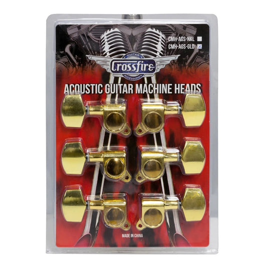 Crossfire CMH-AGS-GLD Gold Acoustic Guitar Machine Head Set with Buttons
