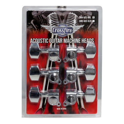 Crossfire CMH-AGS-NKL Acoustic Guitar Machine Head Set - Nickel Plated Tuners