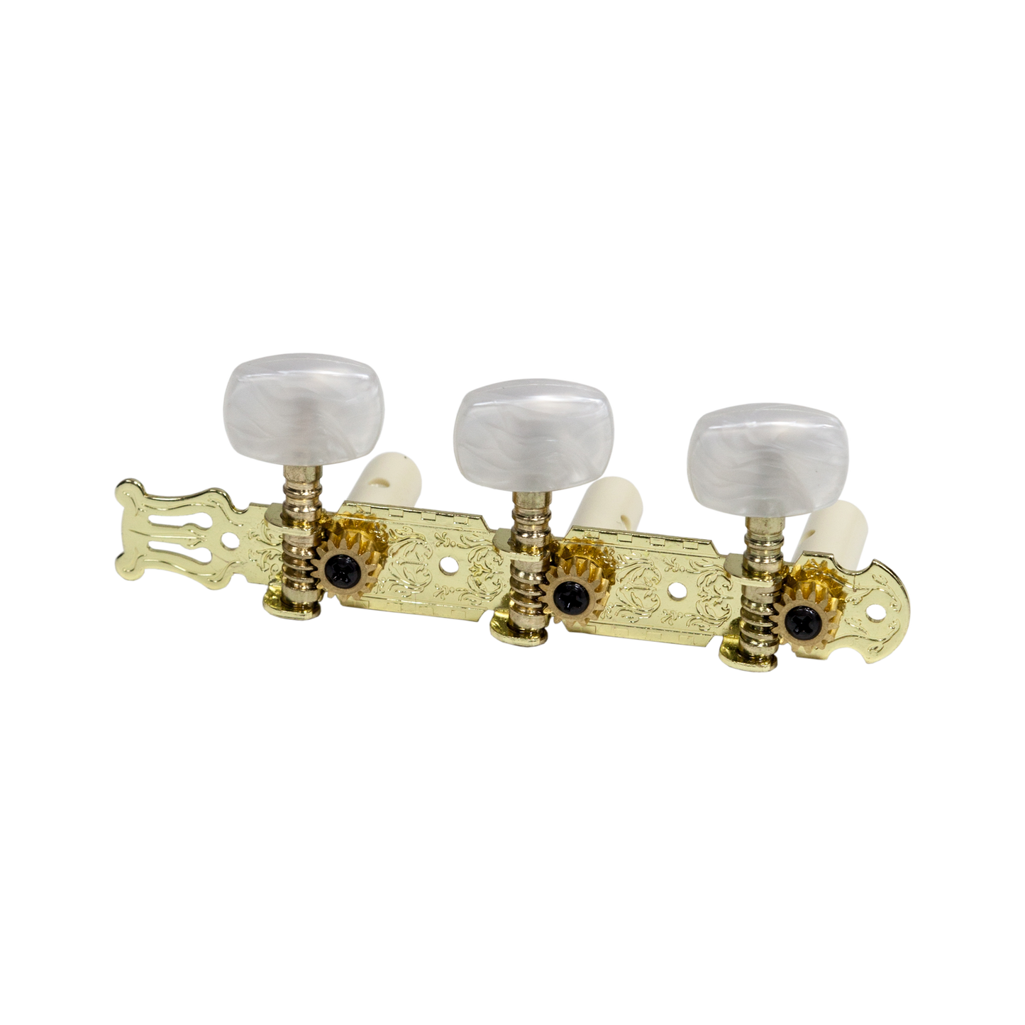 Crossfire Classical Guitar Machine Head Set - Gold Plated Tuners with Oval Buttons — view 2