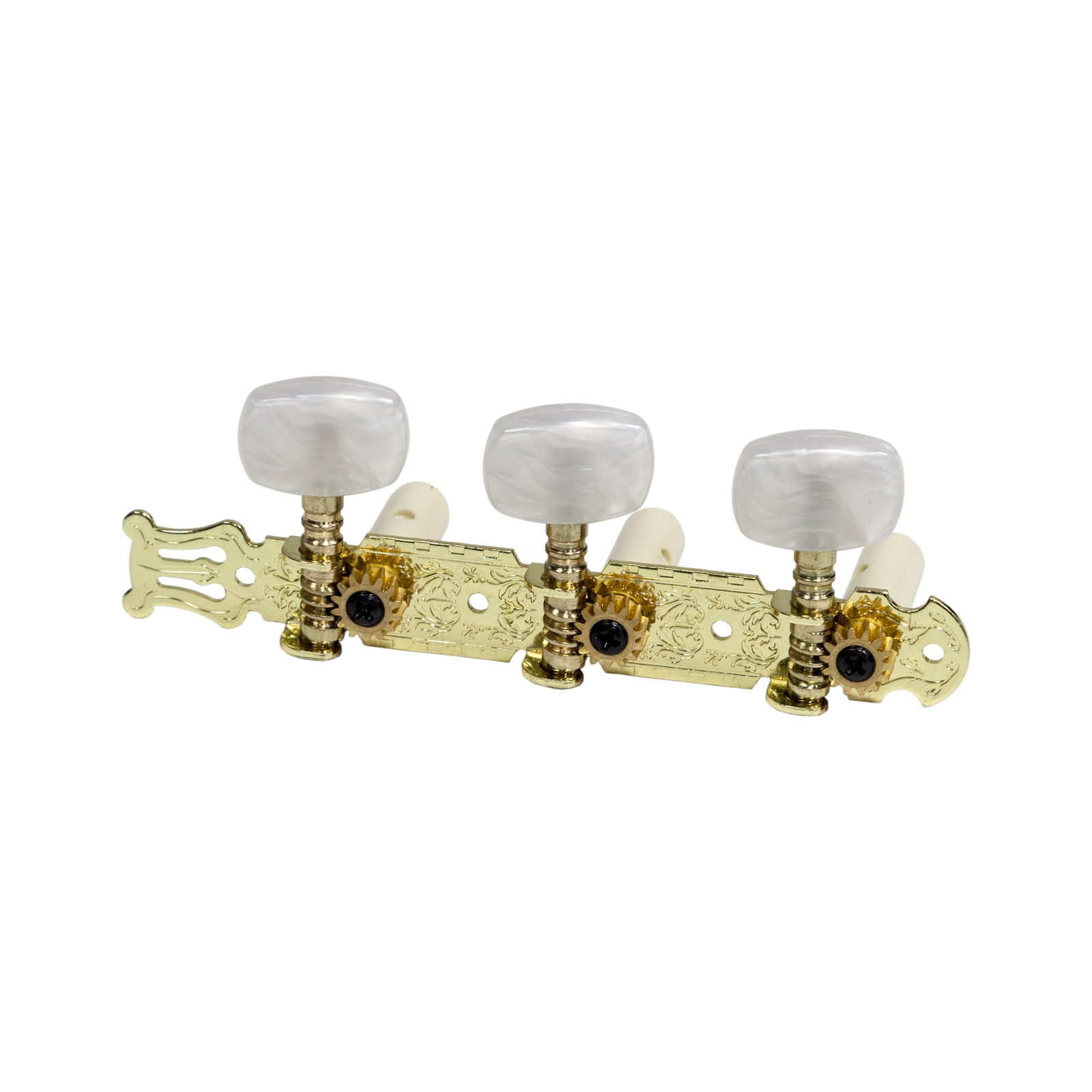 Crossfire Classical Guitar Machine Head Set - Gold Plated Tuners with Oval Buttons — view 2