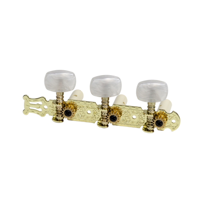 Crossfire Classical Guitar Machine Head Set - Gold Plated Tuners with Oval Buttons — view 2