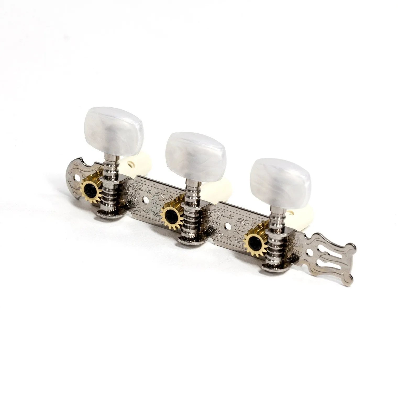 Crossfire Classical Guitar Machine Head Set - Nickel Plated Tuners with Oval Buttons — view 2
