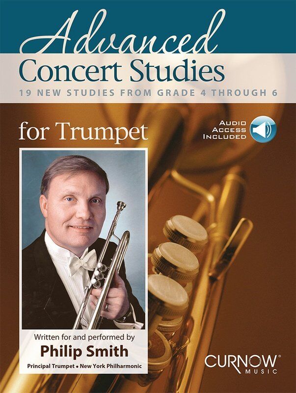 Advanced Concert Studies for Trumpet by Curnow Music, 40 Pages, Includes Online MP3 Recordings, Features Works by Notable Composers