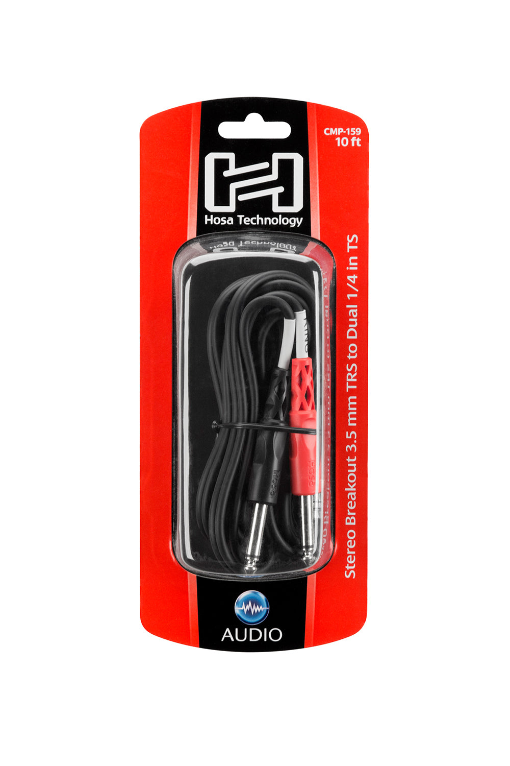 Hosa Stereo Breakout, 3.5 mm TRS to Dual 1/4 in TS, 10 ft