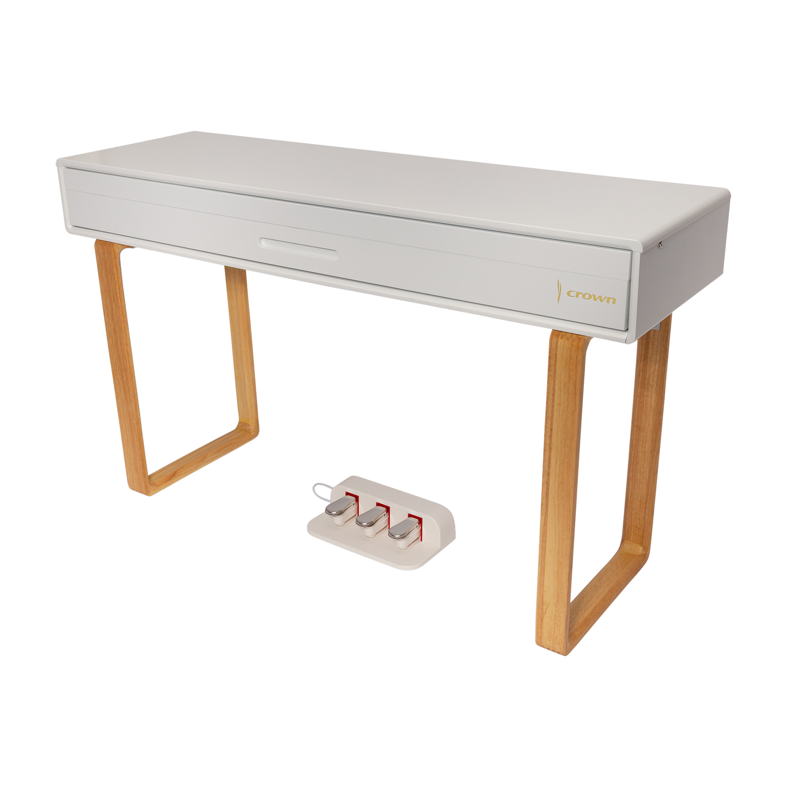 Crown CMPD-801-WHT Upright 88-Key Weighted Digital Piano with Convertible Desk Design in White — view 2