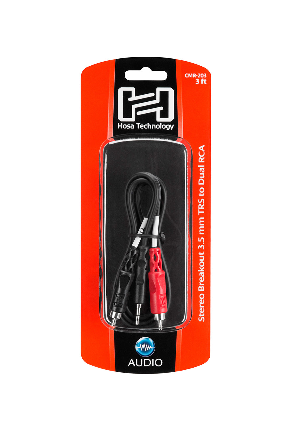 Hosa Stereo Breakout, 3.5 mm TRS to Dual RCA, 3 ft