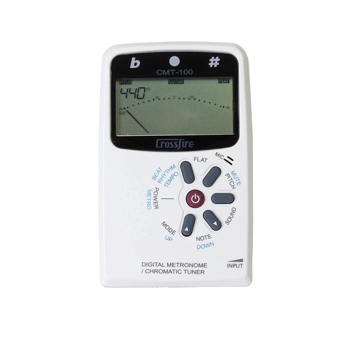 Crossfire CMT-100-WHT Chromatic Tuner and Digital Metronome - White