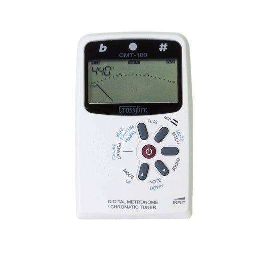 Crossfire CMT-100-WHT Chromatic Tuner and Digital Metronome - White