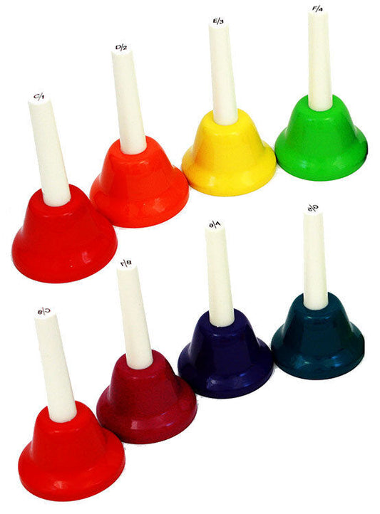 Chroma-Notes 8-Note Diatonic Handbell Set with Boomwhacker Colors and Long Handles