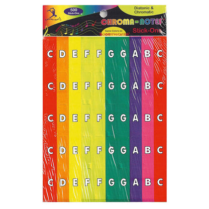 Chroma-Notes Diatonic & Chromatic Stickers - 300 Diatonic Letters, 300 Diatonic No Letters, 75 Chromatic Sharp/Flat, 25 Chromatic No Sharp/Flat