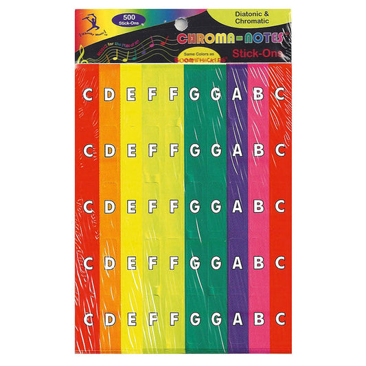 Chroma-Notes Diatonic & Chromatic Stickers - 300 Diatonic Letters, 300 Diatonic No Letters, 75 Chromatic Sharp/Flat, 25 Chromatic No Sharp/Flat