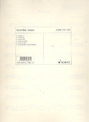 Pachelbel Canon D Major for String Orchestra - Set of Parts by Schott Music, 70 Pages